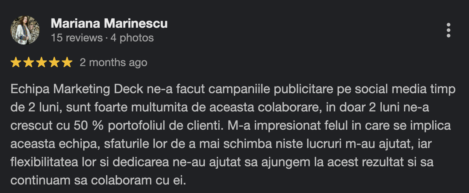 Rezultate Agentie Marketing